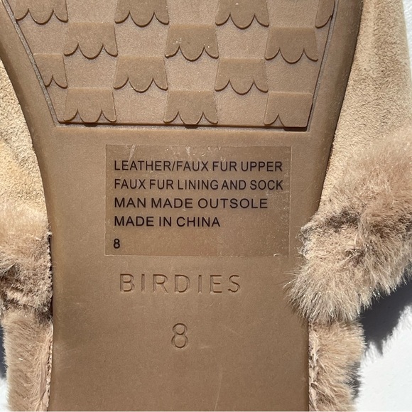 Birdie The Songbird Biscotti Suede & Faux Fur Women’s Slippers Size 8 - Picture 5 of 6